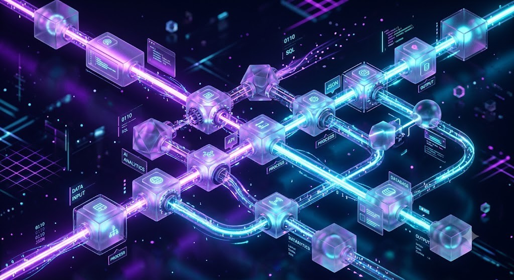 Connected workflow nodes for AI-assisted automation